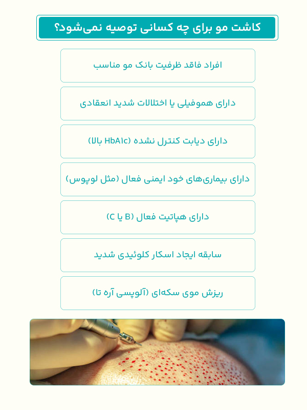 کاشت مو برای چه کسانی توصیه نمی شود؟